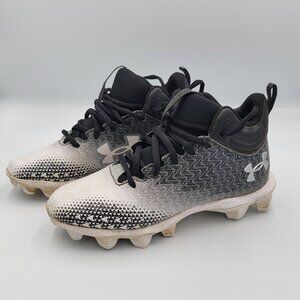 Under Armour Youth Leadoff Baseball Cleats Black White Size 3.5Y